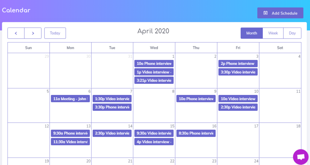 calendar in the Skillfuel platform