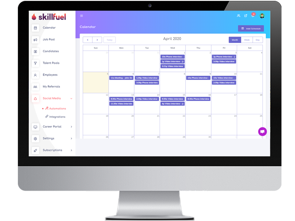 Skillfuel calendar dashboard