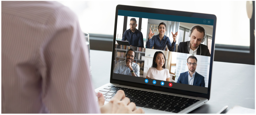 team having an online meeting