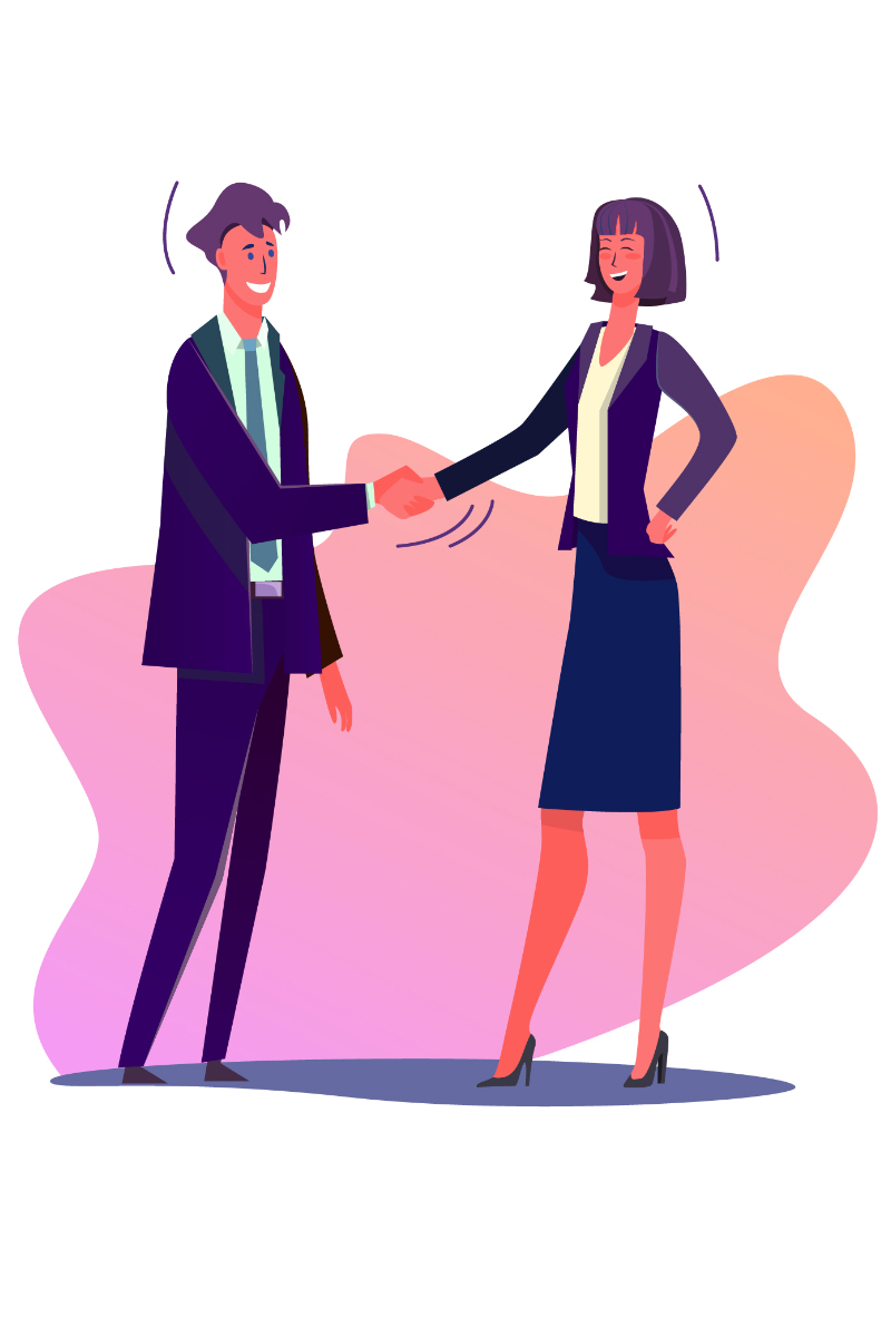 female recruiter shaking hands with an applicant