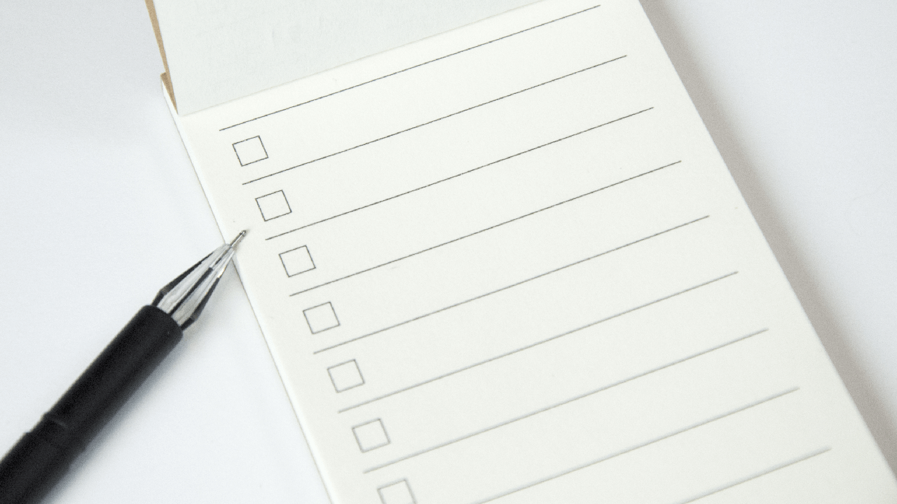 checklist and a pen