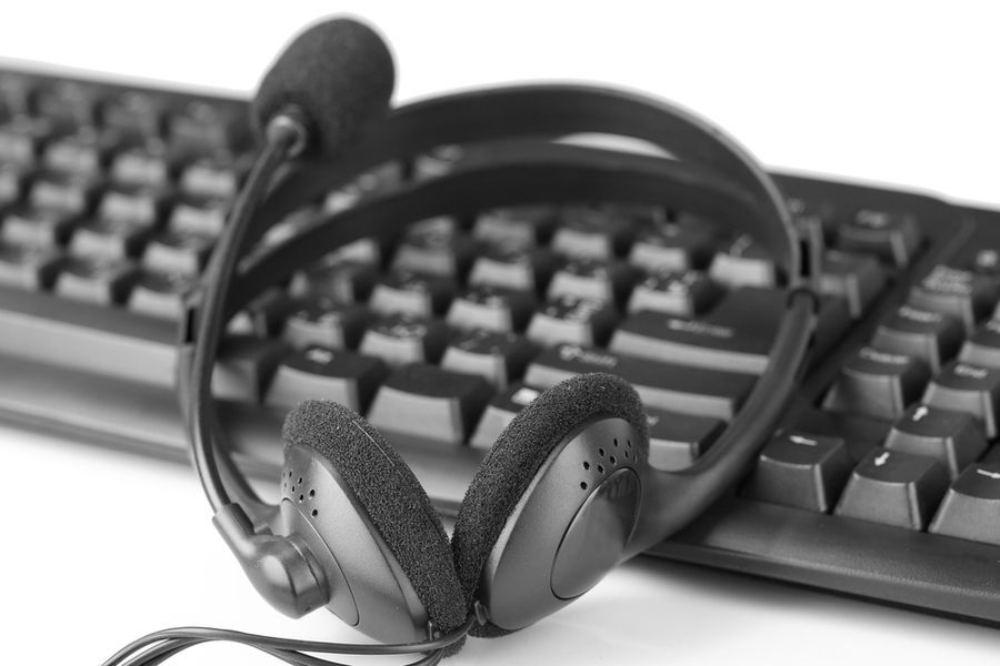 keyboard and a headset