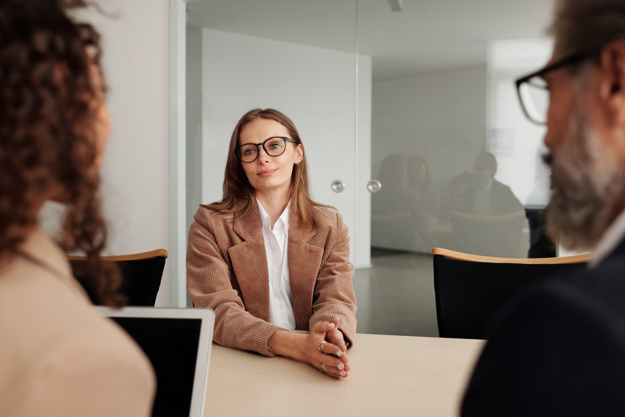 A woman in a job interview