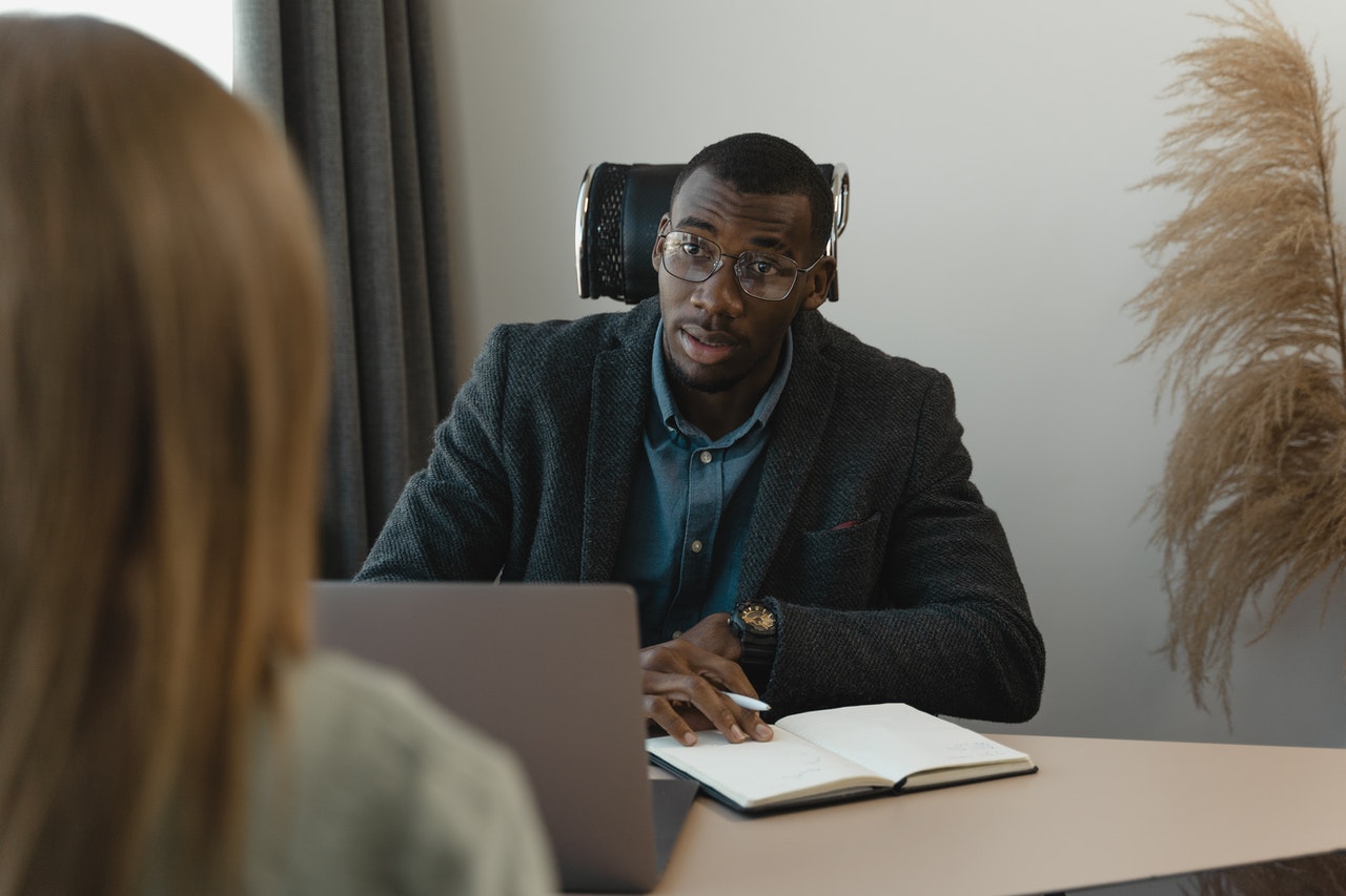 interviewer with a job applicant