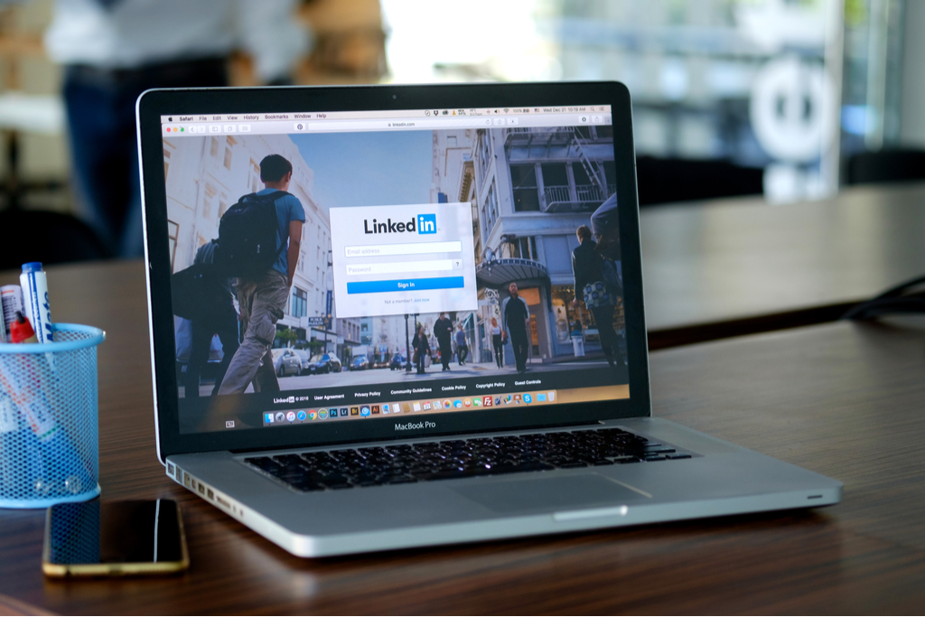 laptop screen showing the LinkedIn sign in page