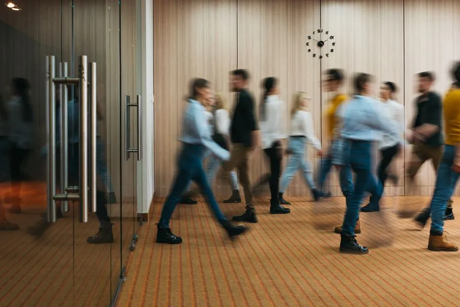 people going to the office