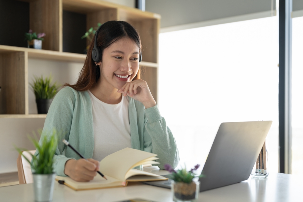 a young professional taking online certifications